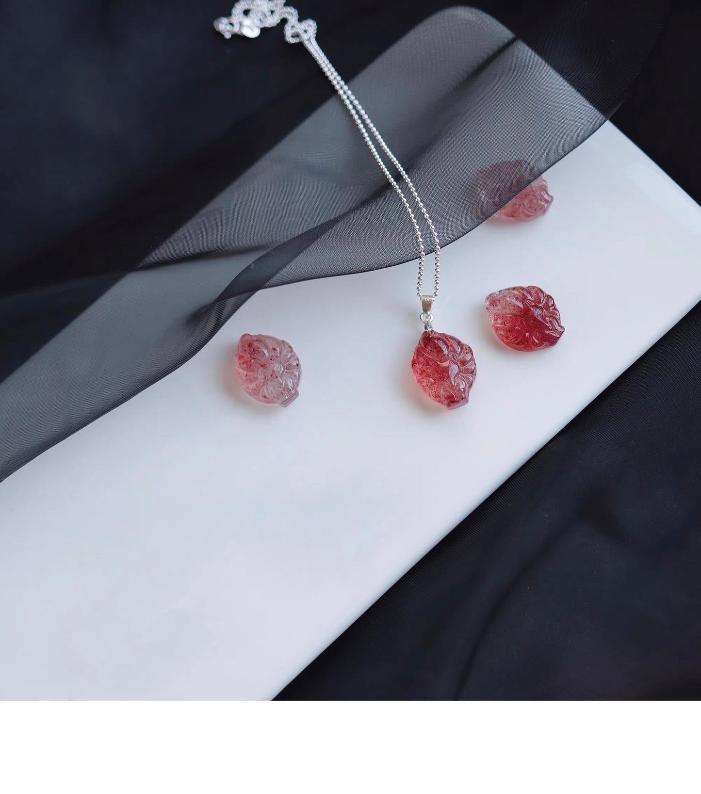 Rose Quartz Nine-Tailed Fox Necklace