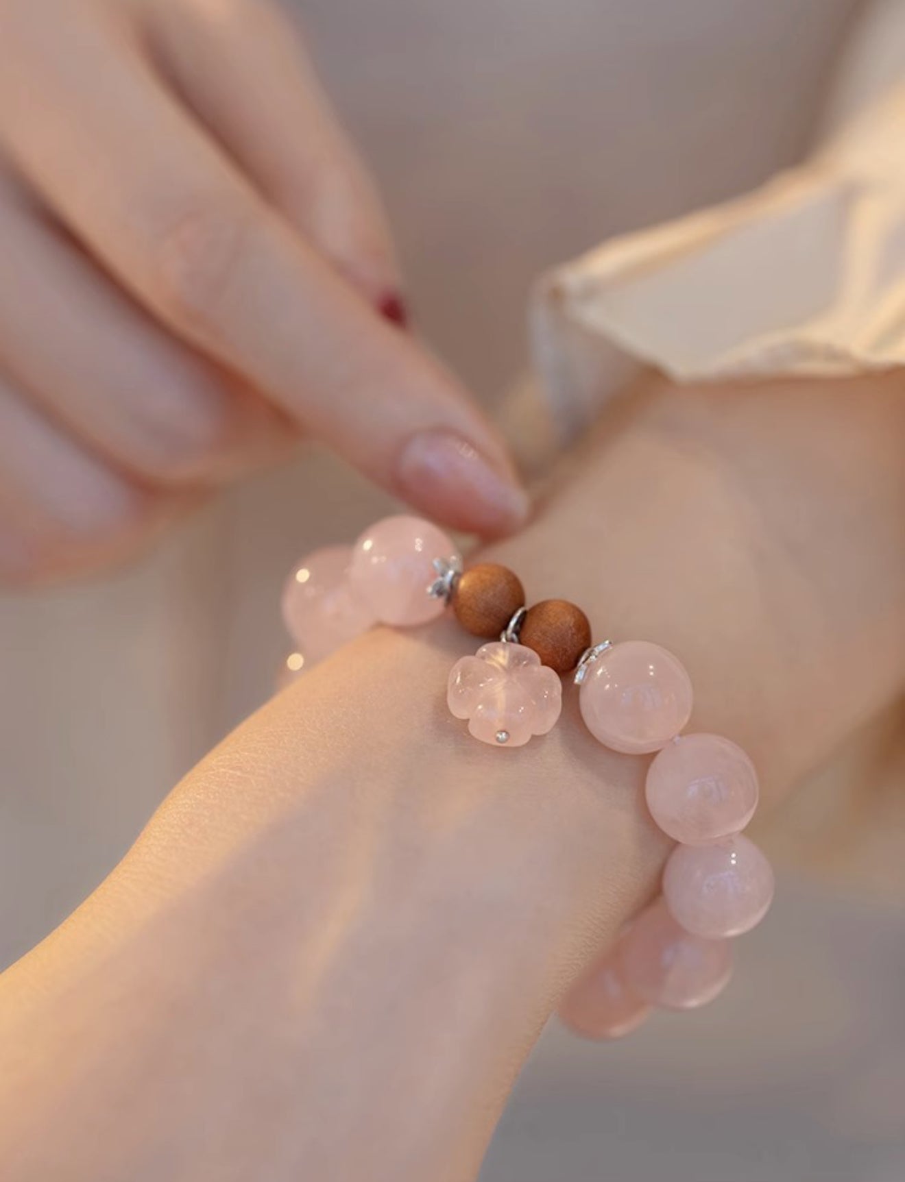 Rose Quartz Blossom Bracelet