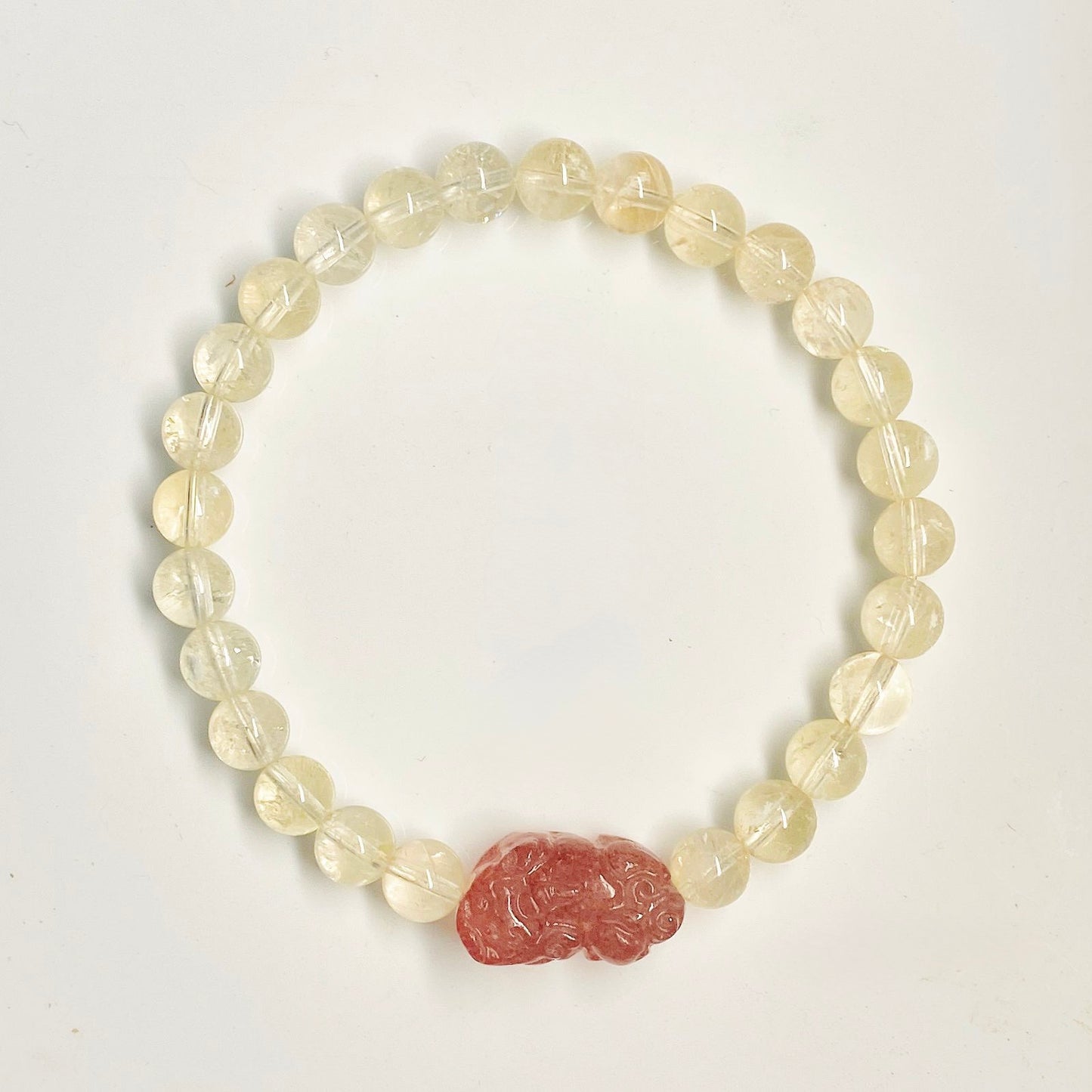 Fortune Guardian Bracelet｜Citrine & Strawberry Quartz Pixiu