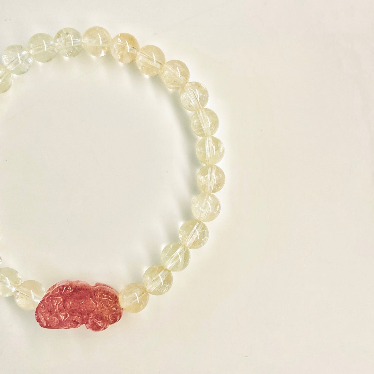 Fortune Guardian Bracelet｜Citrine & Strawberry Quartz Pixiu