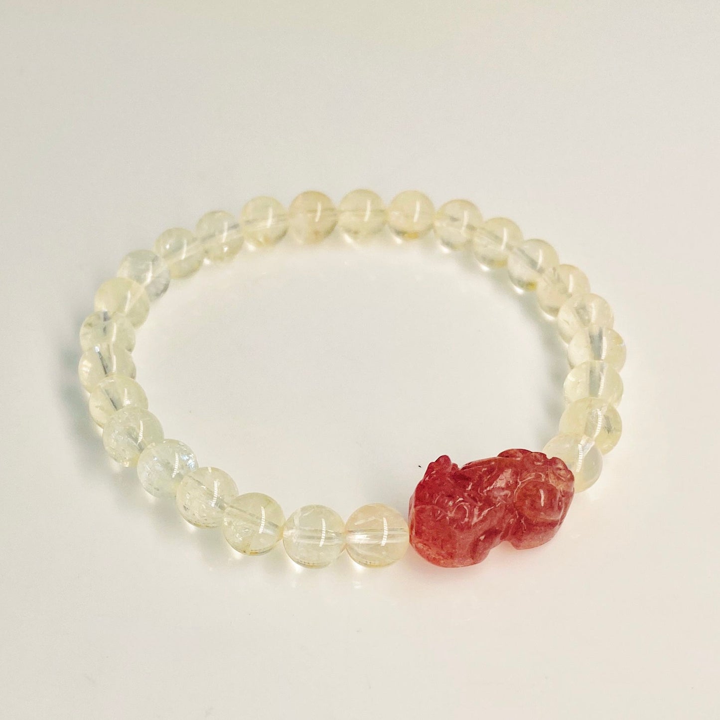 Fortune Guardian Bracelet｜Citrine & Strawberry Quartz Pixiu