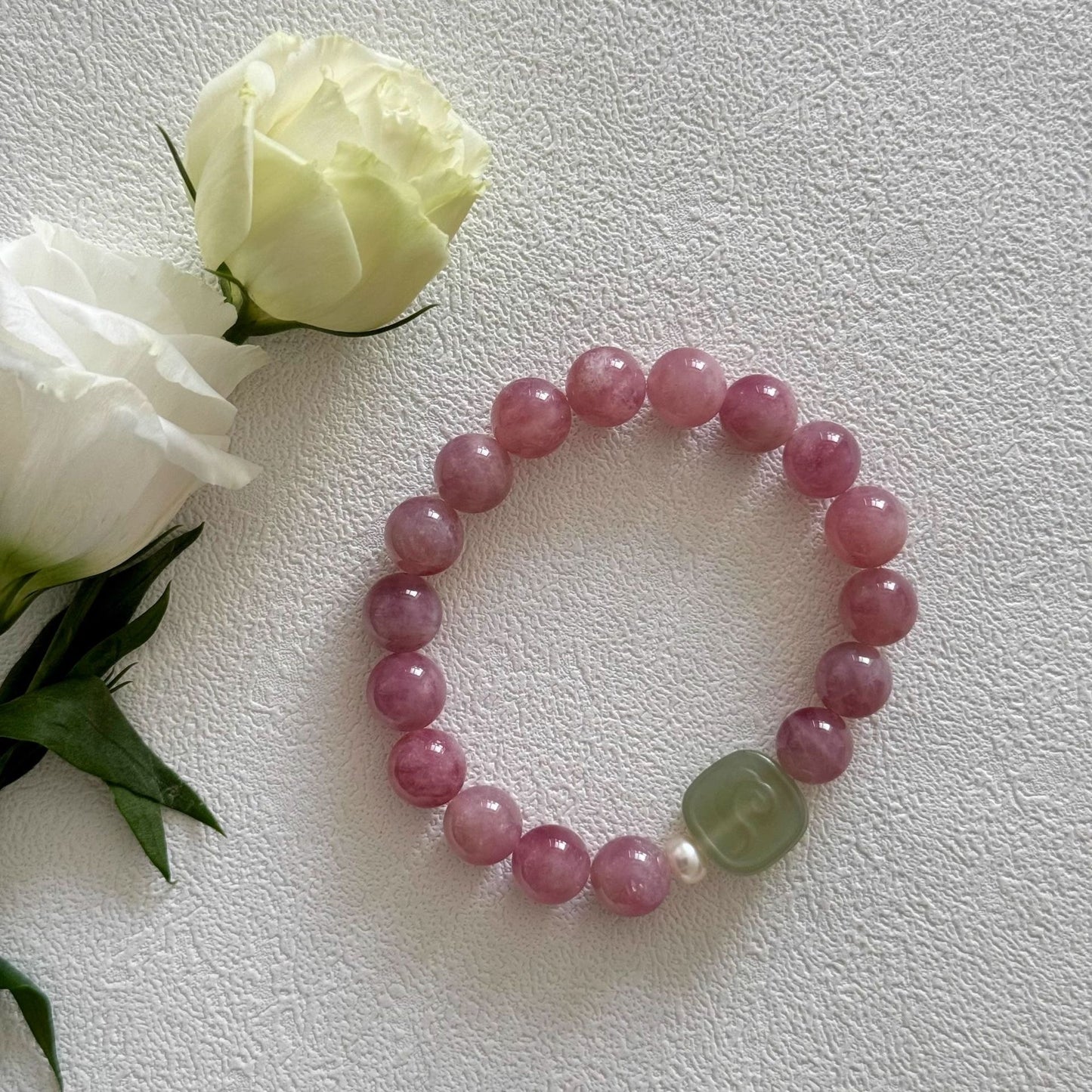 Purple Rose Quartz & Hetian Jade Harmony Bracelet