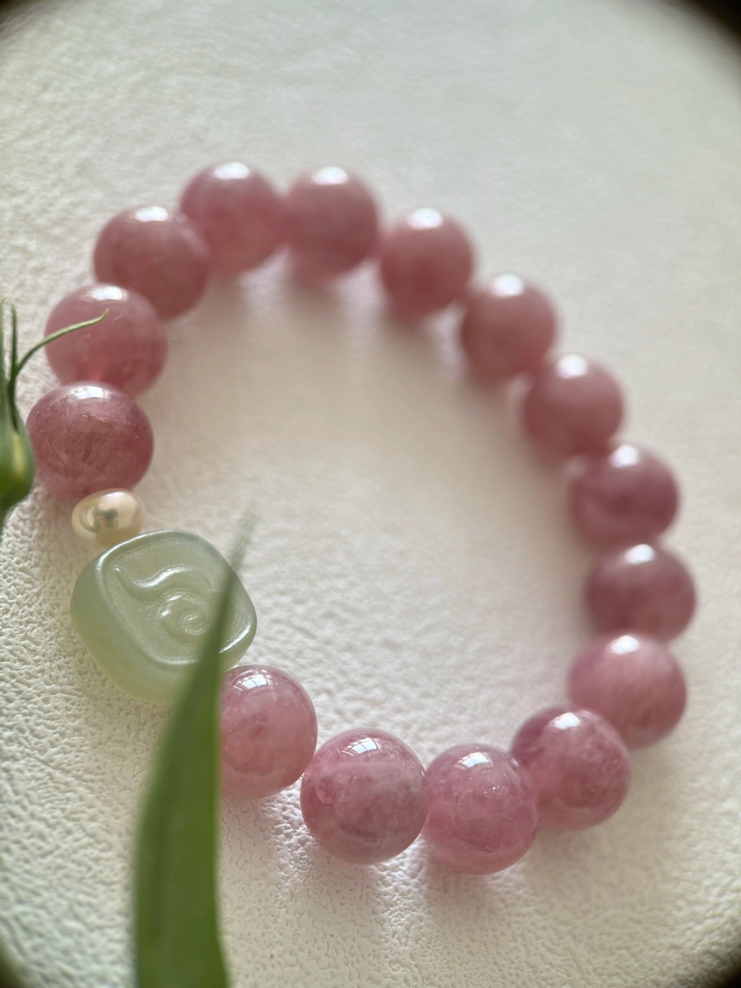Purple Rose Quartz & Hetian Jade Harmony Bracelet