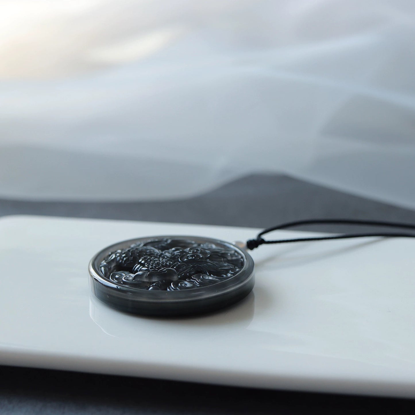 Obsidian Qilin Pendant Necklace